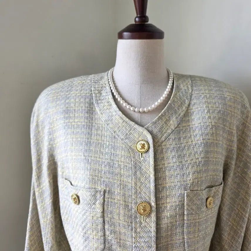 [BUNJANG] Gold Trim Tweed Wool Silk Jacket / 금장 트위드 울 실크 자켓