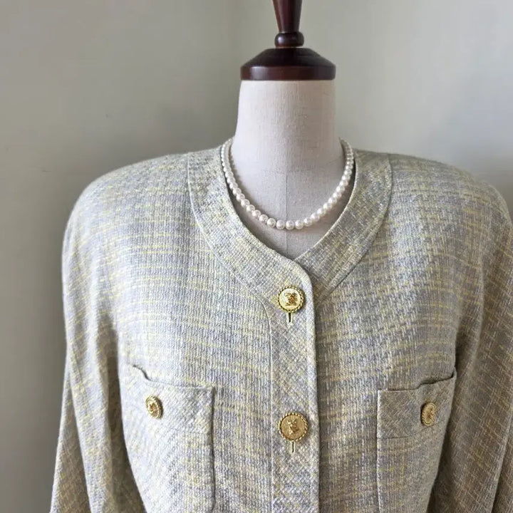 [BUNJANG] Gold Trim Tweed Wool Silk Jacket / 금장 트위드 울 실크 자켓