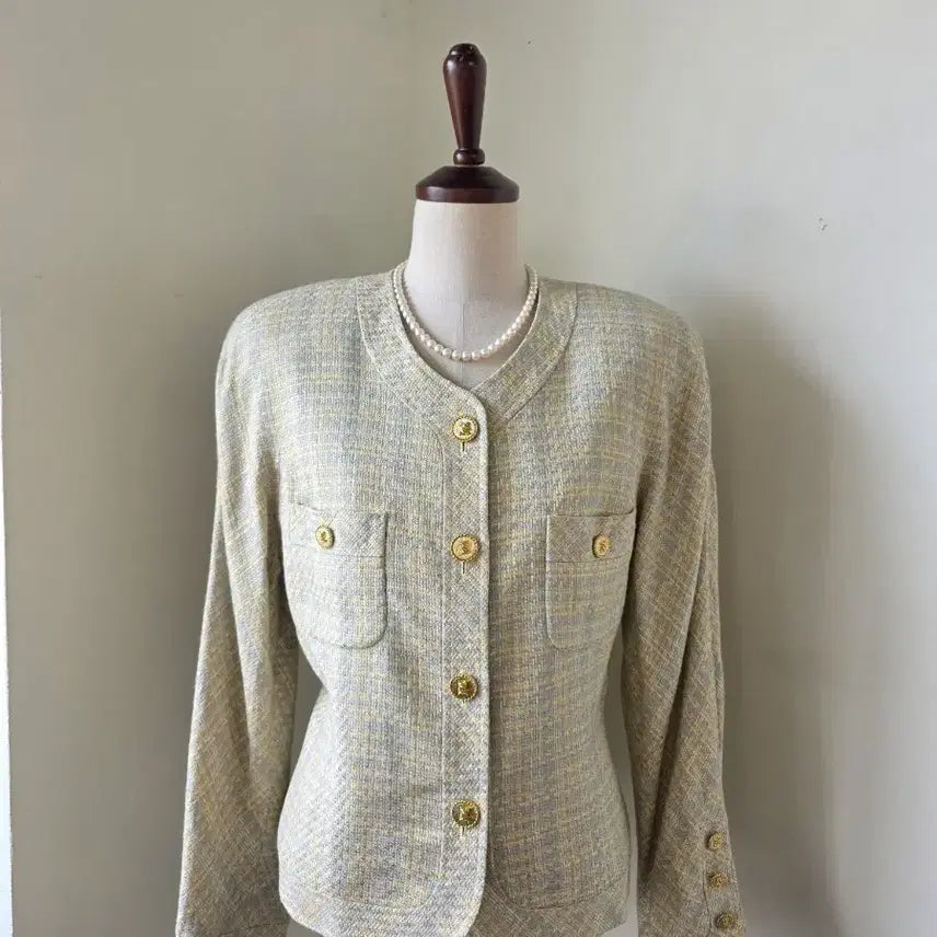 [BUNJANG] Gold Trim Tweed Wool Silk Jacket / 금장 트위드 울 실크 자켓