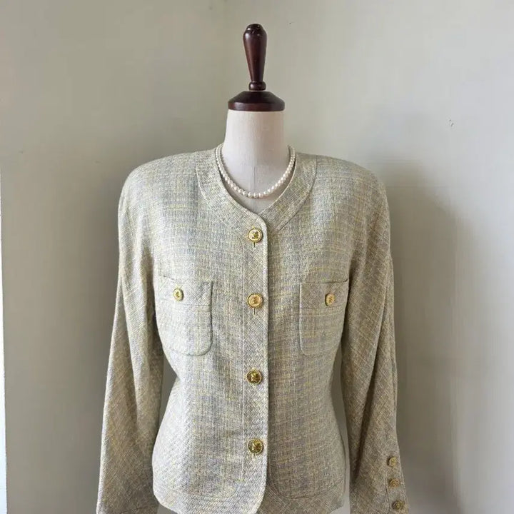 [BUNJANG] Gold Trim Tweed Wool Silk Jacket / 금장 트위드 울 실크 자켓