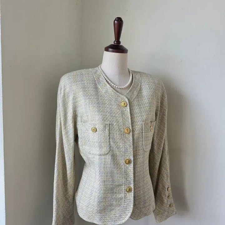 [BUNJANG] Gold Trim Tweed Wool Silk Jacket / 금장 트위드 울 실크 자켓