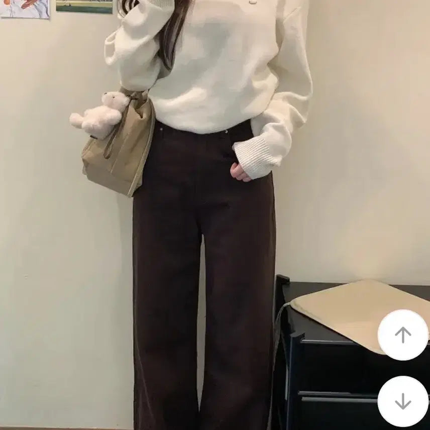 [BUNJANG] Sonyeo Recipe Wide Cotton Pants Brown / 새상품)소녀레시피 자체제작 키작녀 링사 브라운 와이드 코튼 팬츠