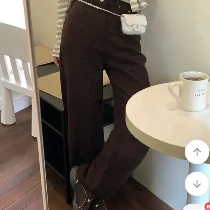 [BUNJANG] Sonyeo Recipe Wide Cotton Pants Brown / 새상품)소녀레시피 자체제작 키작녀 링사 브라운 와이드 코튼 팬츠