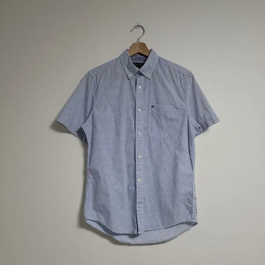 [BUNJANG] Tommy Hilfiger Blue Check Short Sleeve Shirt (XS) / (XS) 타미힐피거 블루 체크 반팔 셔츠 남방