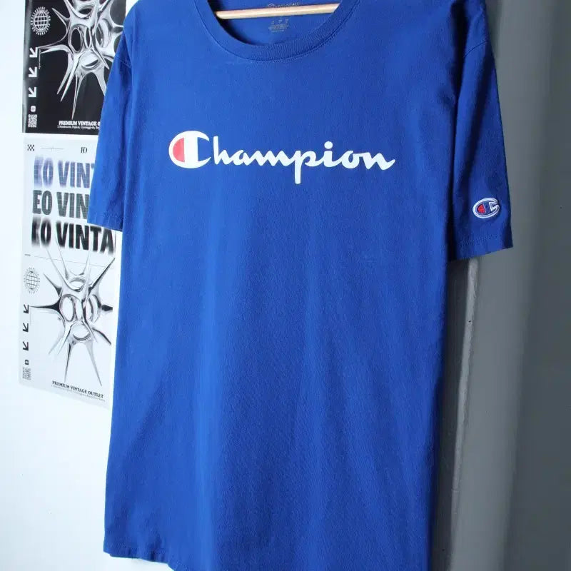 [BUNJANG] Champion Big Logo T-Shirt Blue Old School (L-XL) / (L-XL) 챔피온 반팔 티셔츠 빅로고 블루 올드스쿨-7599