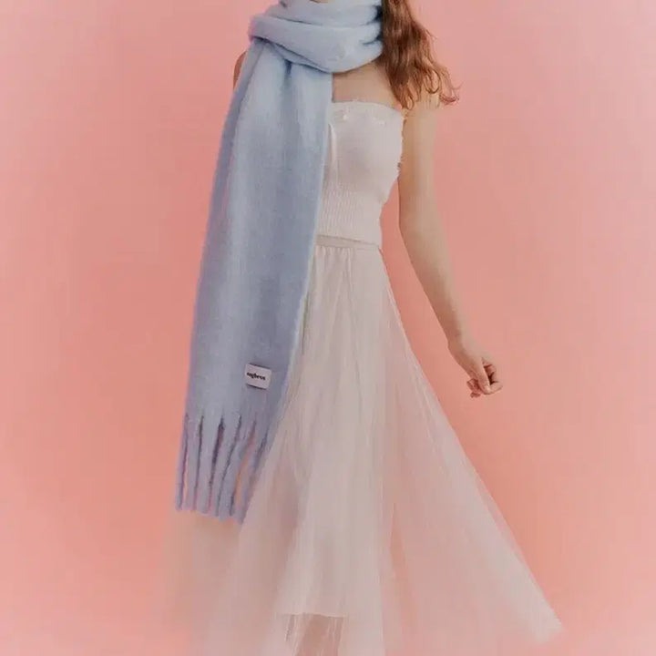 [BUNJANG] Engbrox Angora Muffler (Sky Blue) / engbrox 앙고라 머플러 하늘색 카리나머플러 목도리