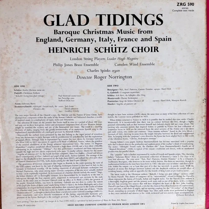 [BUNJANG] Argo GLAD TIDINGS Baroque Christmas Album / 아르고 GLAD TIDINGS 바로크 크리스마스 앨범