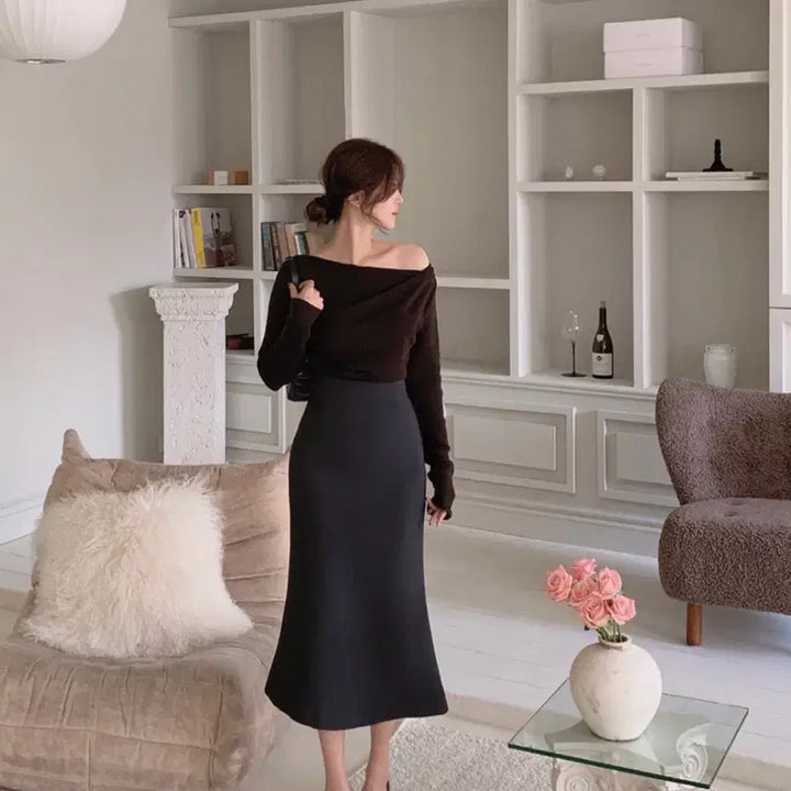 [BUNJANG] Everymorning Volume Mermaid Long Skirt / 에브리모닝 볼륨 머메이드 롱 스커트