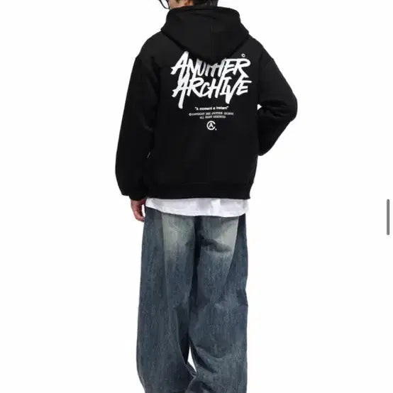 [BUNJANG] Another Archive Black Hoodie Zip-up / 어나더아카이브 블랙 후드집업