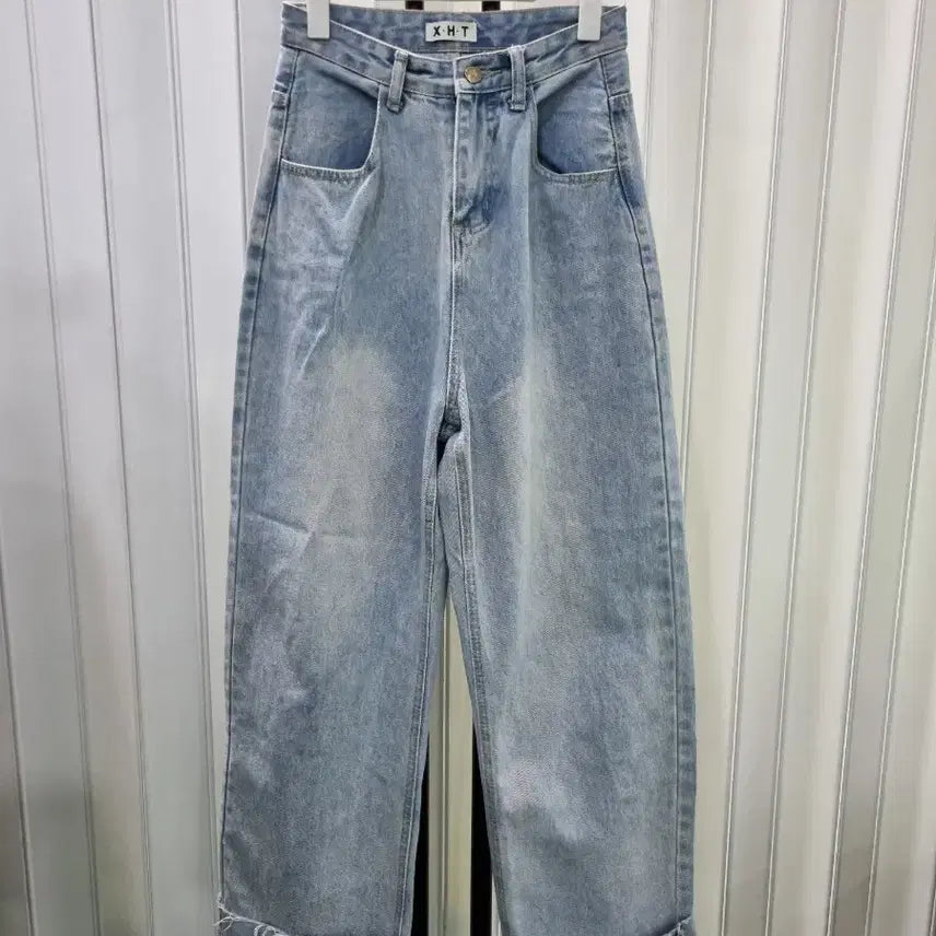 [BUNJANG] XHT Light Wash Wide Leg Roll-Up Denim Pants / XHT 연청 와이드 롤업 데님팬츠