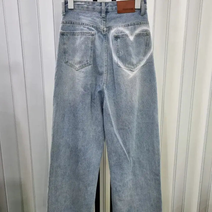 [BUNJANG] XHT Light Wash Wide Leg Roll-Up Denim Pants / XHT 연청 와이드 롤업 데님팬츠