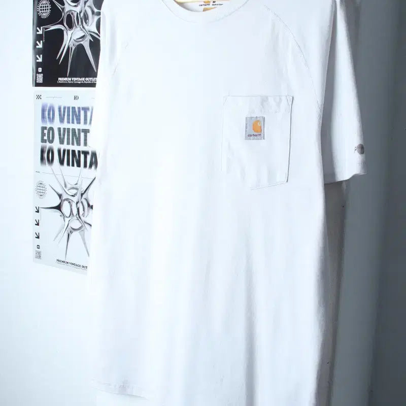 [BUNJANG] Carhartt Raglan T-Shirt White Pocket / (M-XL) 칼하트 반팔 티셔츠 사용감 나그랑 화이트 포켓-75A5