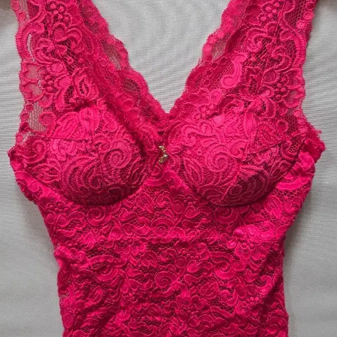 [BUNJANG] Lace Built-in Hot Pink Running Tank Top M / 레이스 내장형 핫핑크 런닝M