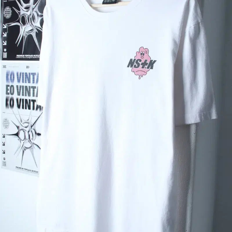 [BUNJANG] Nasty Kick Printing T-Shirt White / (L-XL) 네스티킥 반팔 티셔츠 프린팅 화이트 키치-75A6