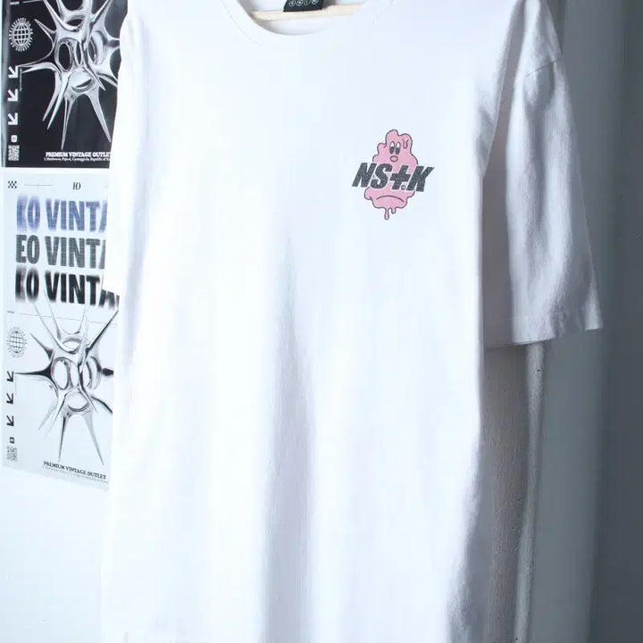 [BUNJANG] Nasty Kick Printing T-Shirt White / (L-XL) 네스티킥 반팔 티셔츠 프린팅 화이트 키치-75A6