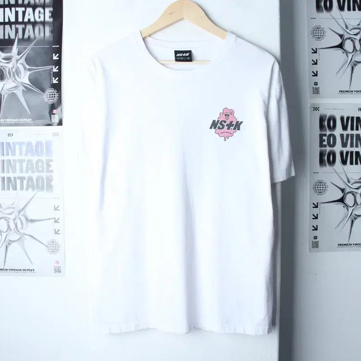 [BUNJANG] Nasty Kick Printing T-Shirt White / (L-XL) 네스티킥 반팔 티셔츠 프린팅 화이트 키치-75A6