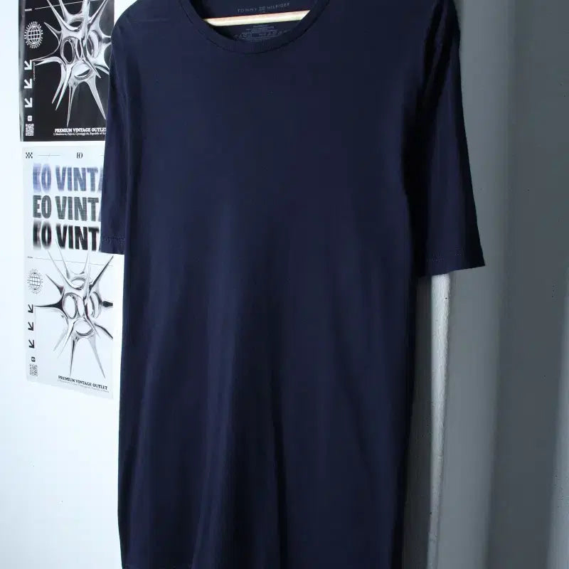 [BUNJANG] Tommy Hilfiger Basic T-Shirt Navy / (L-XL) 타미힐피거 반팔 티셔츠 네이비 무지 기본-75A7