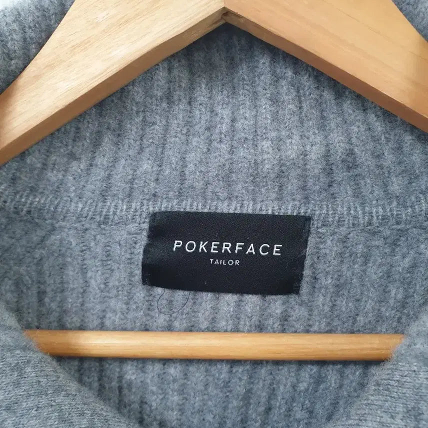 [BUNJANG] Poker Face Gray Knit Zip-Up Cardigan / 포커페이스 그레이 니트 집업 가디건