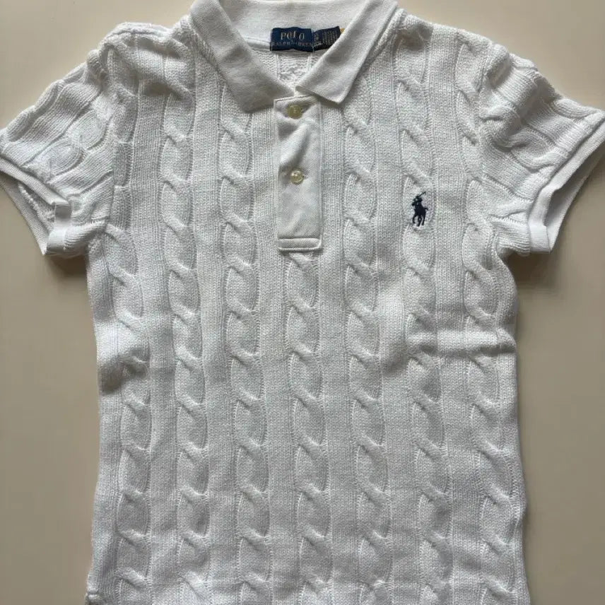 [BUNJANG] Polo Ralph Lauren Cable Knit Short Sleeve Polo White XS / [정품] 폴로 랄프로렌 케이블 니트 반팔 PK 화이트 XS ,26년2구매