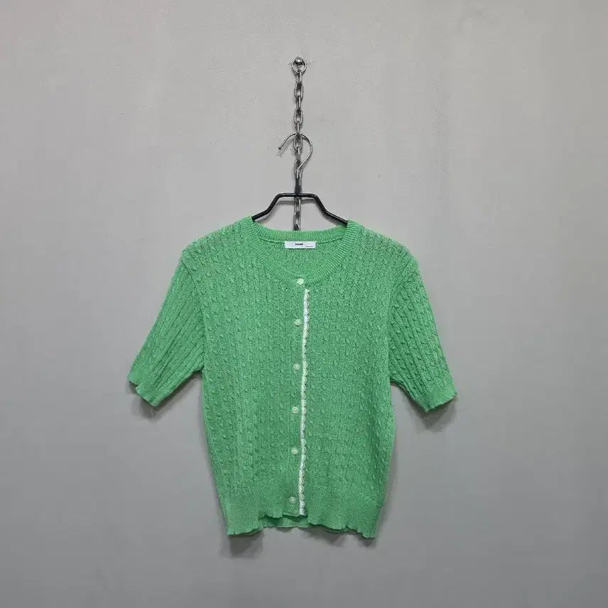 [BUNJANG] Round Neck Knit Short Sleeve Cardigan / round 니트 반팔 가디건