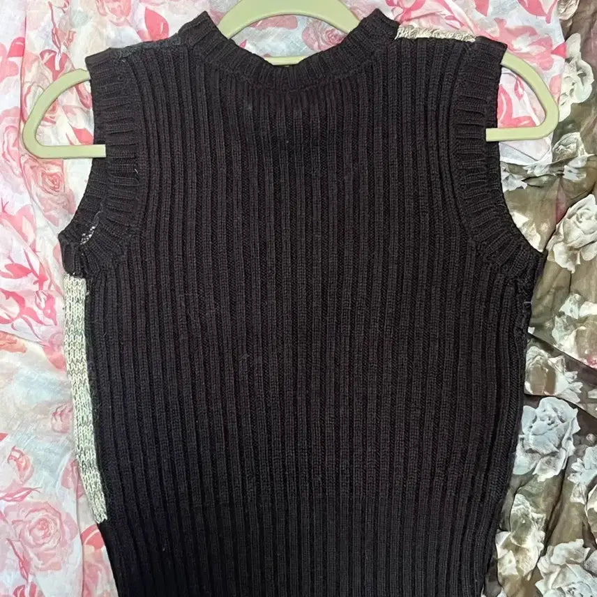 [BUNJANG] Mori Girl Flower Patchwork Knit Vest / 모리걸 플라워 패치워크 니트 베스트