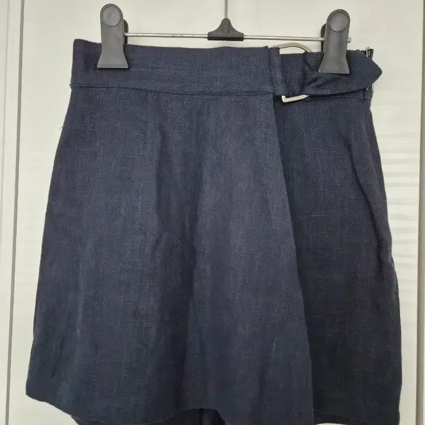 [BUNJANG] Navy Belt Wrap Shorts / 네이비 벨트 랩 숏팬츠