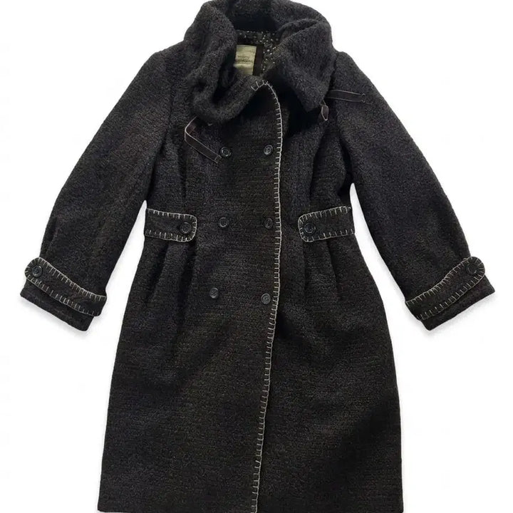 [BUNJANG] Thursday Island Double Button Long Coat Brown / 써스데이아일랜드 더블 버튼 롱 코트 브라운