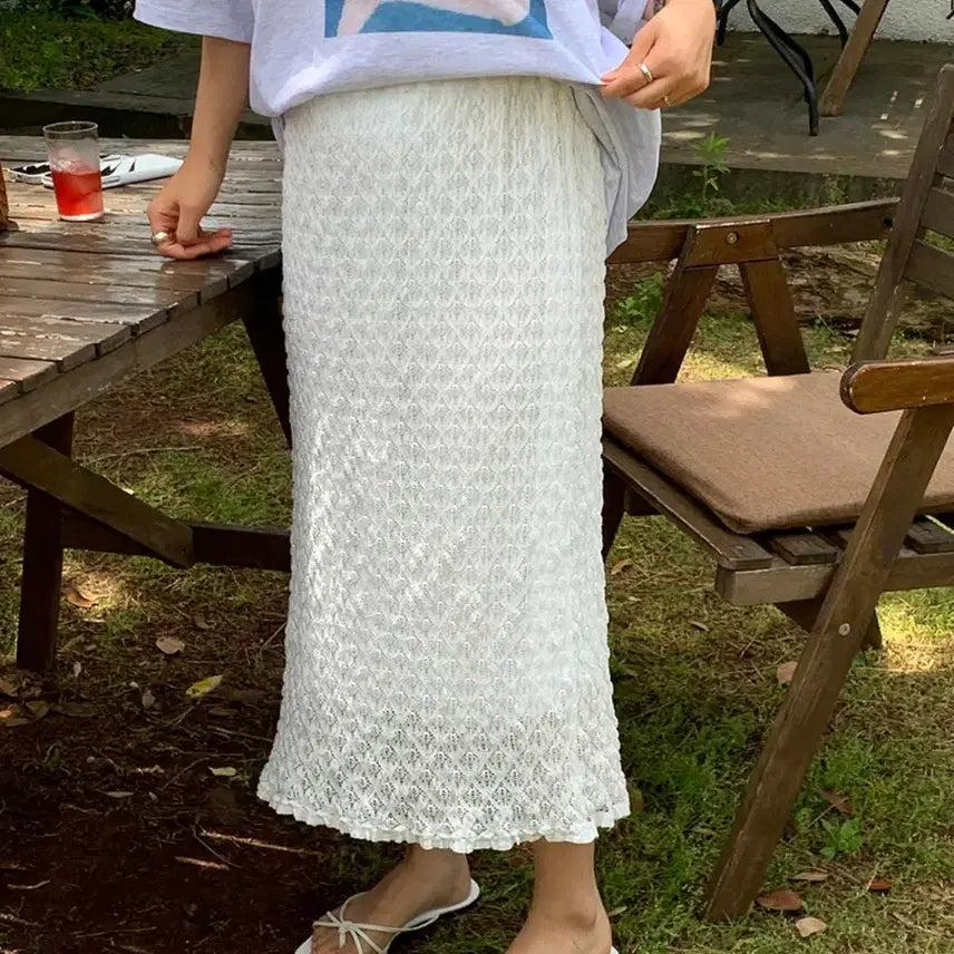 [BUNJANG] Withyoon Lace Skirt White / 레이스 스커트 화이트색상 (위드윤,새상품)