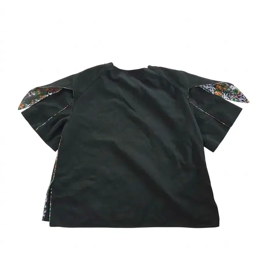 [BUNJANG] System Flower Print Short Sleeve T-Shirt / 시스템 플라워 안감 포인트 반팔 티셔츠