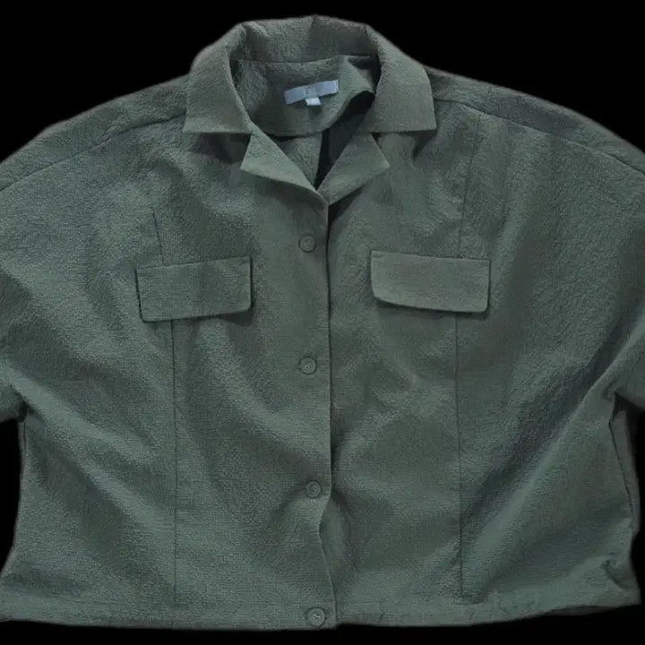 [BUNJANG] LBL Cropped Shirt and Skirt Set-up Khaki / LBL 크롭 셔츠 스커트 셋업 카키세트