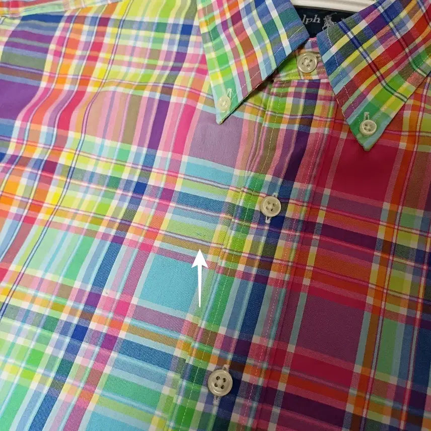[BUNJANG] Polo Ralph Lauren Multicolor Check Short Sleeve Shirt / 폴로 랄프로렌 멀티컬러 체크 반팔 셔츠 남방 남S 라덴 빈티지