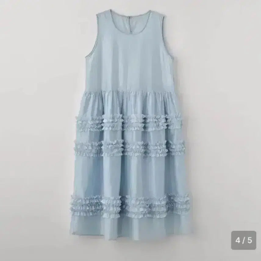 [BUNJANG] Cellite Tales Sheer Frill Long Dress Sky Blue / 셀리테일즈 시어 프릴 롱드레스 스카이블루