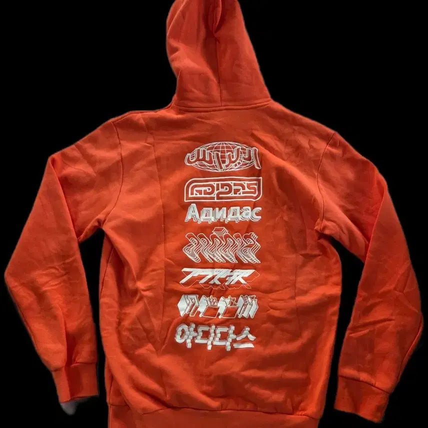 [BUNJANG] Adidas Orange Back Logo Printed Hoodie / 아디다스 오렌지 백 프린팅 후드티