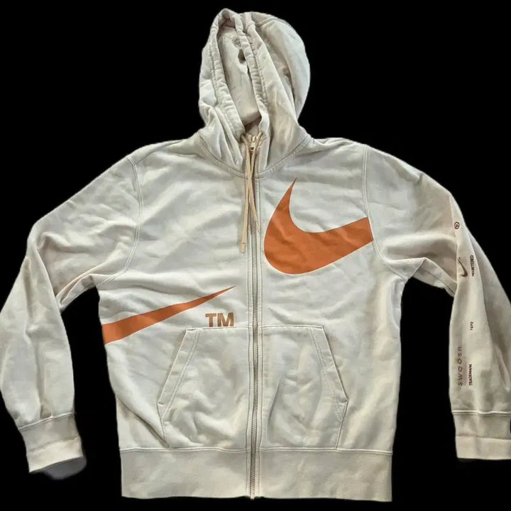 [BUNJANG] Nike Swoosh Zip-Up Hoodie Ivory Orange / 나이키 스우시 후드집업 아이보리 오렌지