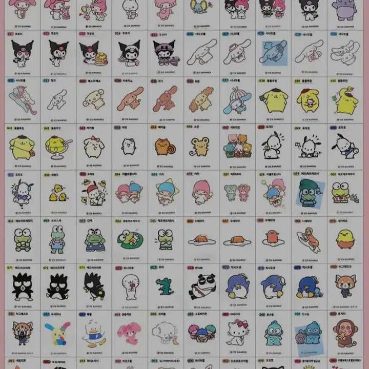 [BUNJANG] Sanrio 102 Types Glitter Stickers / 산리오 102종 반짝이 띠부씰 96장
