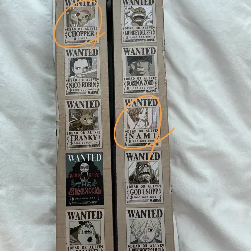 [BUNJANG] One Piece Nami &amp; Chopper Bounty Posters Bundle Set / 일괄판매중) 원피스 나미 쵸파 포스터 판매 현상금