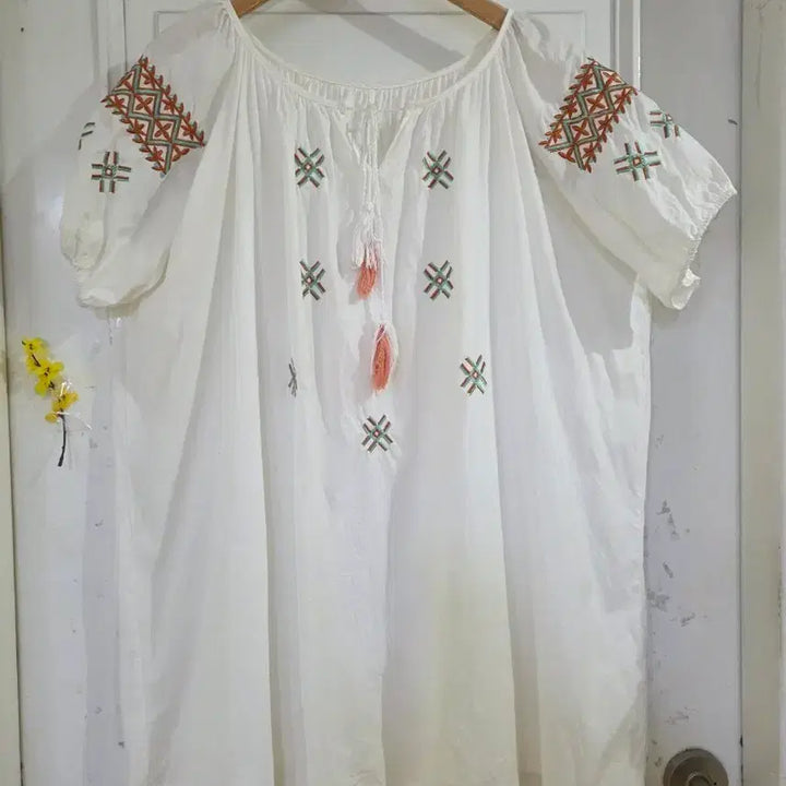 [BUNJANG] Plus Size Midi Dress / Blouse - Cotton / 여름빅사이즈. 고급스러운 디자인이쁜 면. 원피스겸. 블라우스 가슴단면66