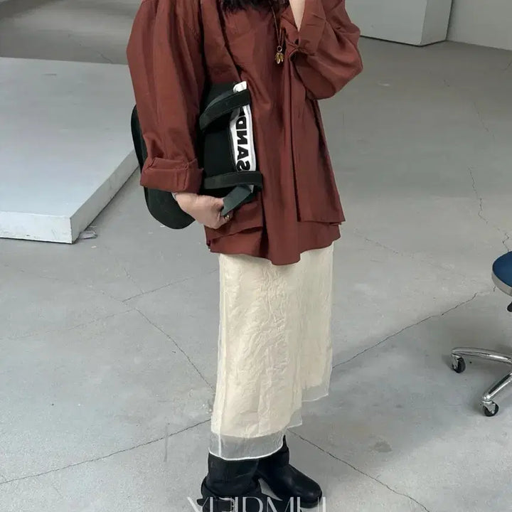 [BUNJANG] Basket Ponz Wrinkle Long Skirt / 새상품)바스켓 폰즈 링클 롱 스커트