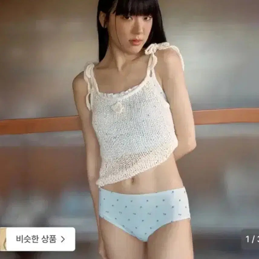 [BUNJANG] Celine Tales Check Balloon Shorts &amp; Crochet Flower Sleeveless Set / 셀리테일즈 체크 벌룬 쇼츠&amp;크로쉐플라워 슬리브리스