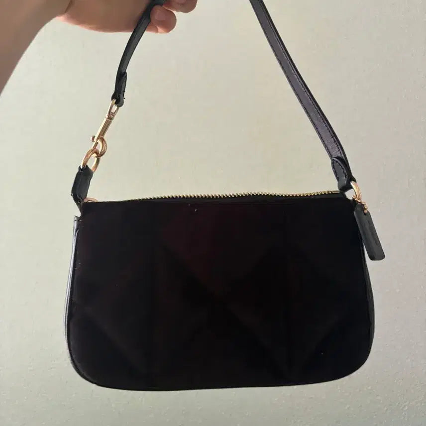 [BUNJANG] Coach Black Suede Mini Shoulder Bag / 코치 블랙 스웨이드 미니 숄더백