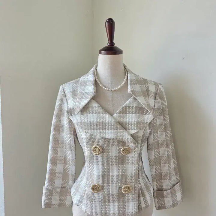 [BUNJANG] Double-Button Checkered Jacket / 체크 더블버튼 자켓