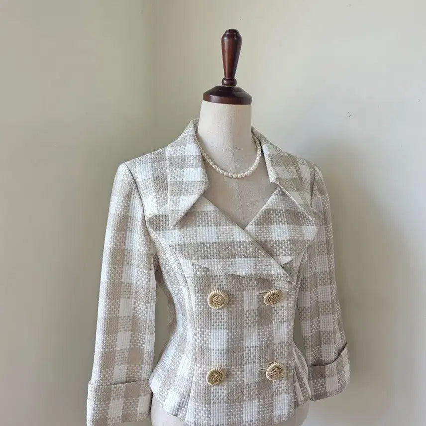 [BUNJANG] Double-Button Checkered Jacket / 체크 더블버튼 자켓