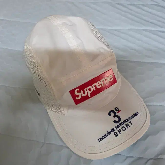 [BUNJANG] Supreme Mesh Side Panel Camp Cap White 24SS / 슈프림 메쉬 사이드 패널 캠프캡 화이트 - 24SS