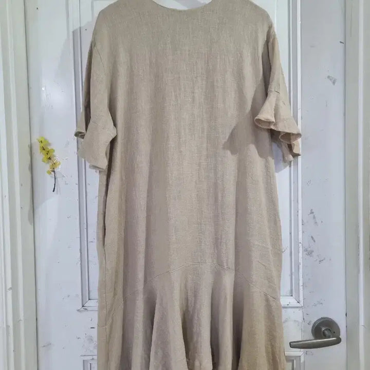 [BUNJANG] Linen Long Dress with Frill Hem / 여름 시원한 고급스러운 디자인이쁜 마. 린넨 롱원피스 가슴단면59