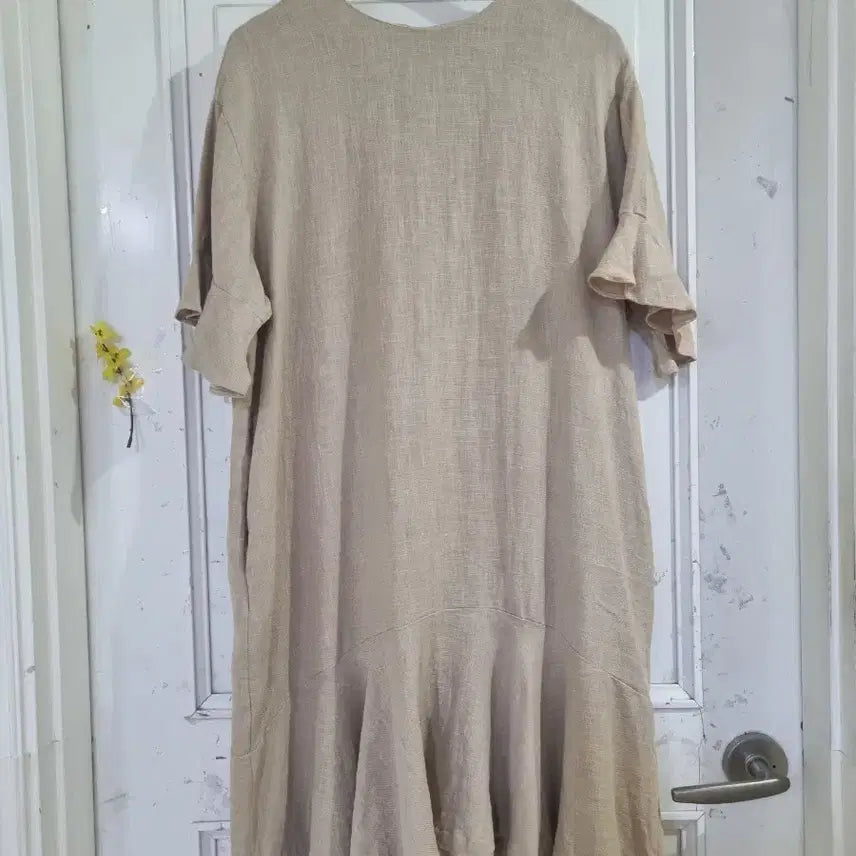[BUNJANG] Linen Long Dress with Frill Hem / 여름 시원한 고급스러운 디자인이쁜 마. 린넨 롱원피스 가슴단면59