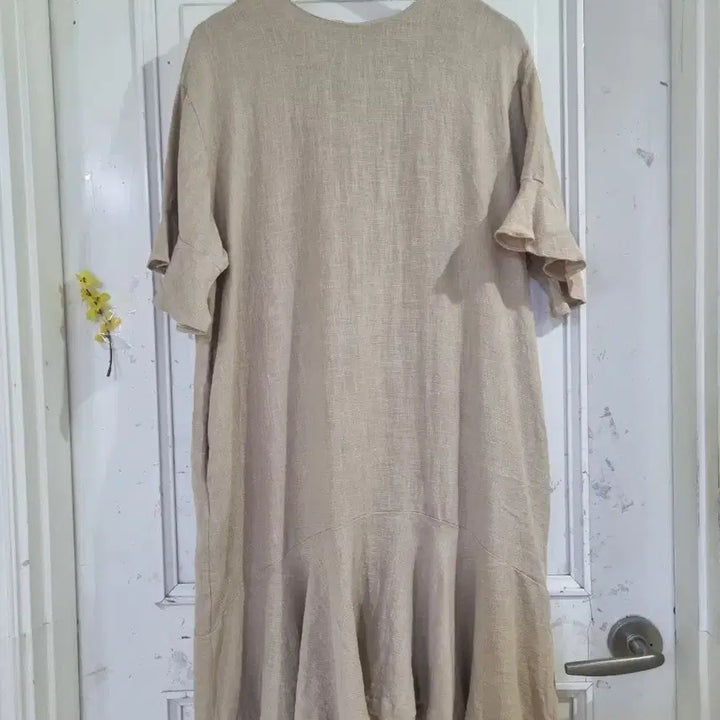[BUNJANG] Linen Long Dress with Frill Hem / 여름 시원한 고급스러운 디자인이쁜 마. 린넨 롱원피스 가슴단면59