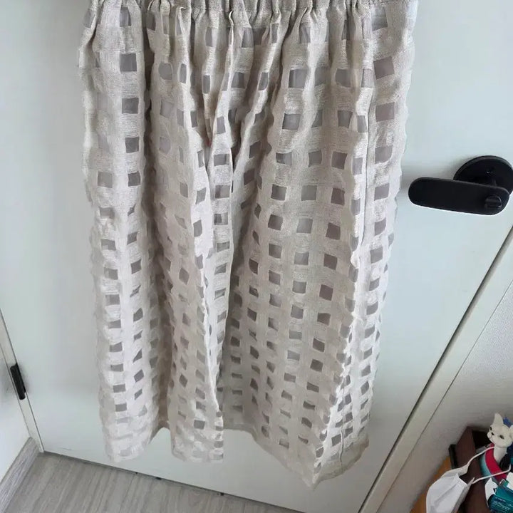 [BUNJANG] See-Through Linen Check Two-Piece Set / 시스루린넨 체크 투피스 세트