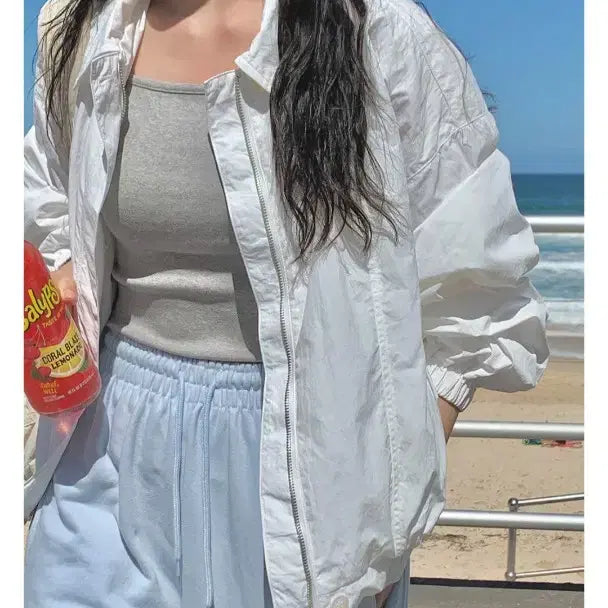[BUNJANG] Diamant MNLB D-Day Nylon Carra Blouson White / 디어먼트 MNLB 디데이 나일론 카라 블루종 화이트