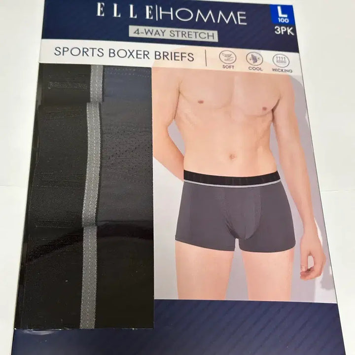 [BUNJANG] ELLE Homme Cool Mesh Boxer Briefs 3-Pack (L/100) / [신품] 쿨 메쉬 박서 브리프 3팩 L(100) 흡한속건