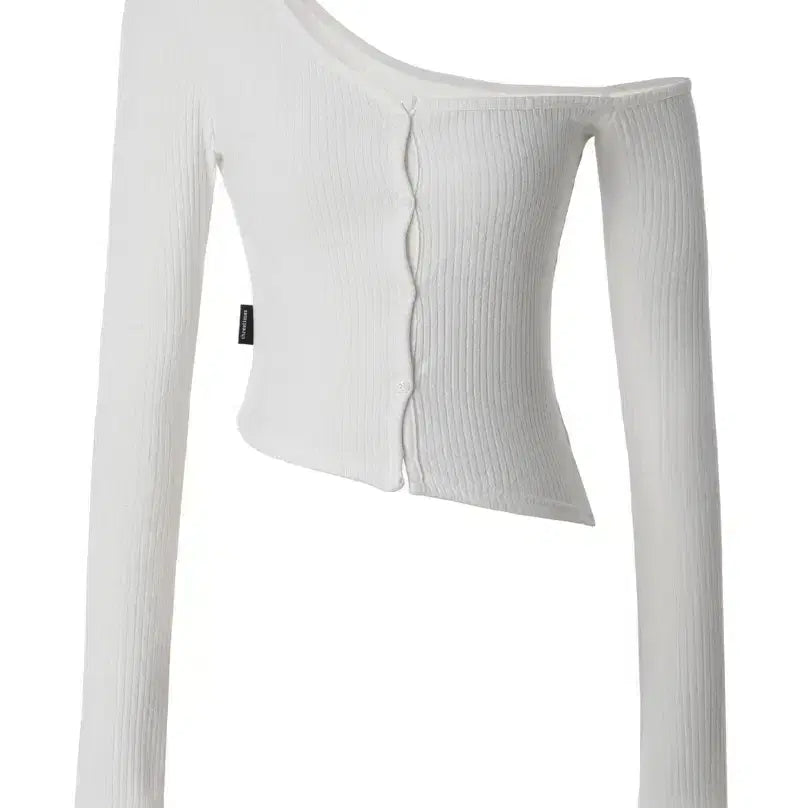 [BUNJANG] Three Times One Shoulder Button Tee White / 쓰리타임즈 원숄더 버튼티 화이트
